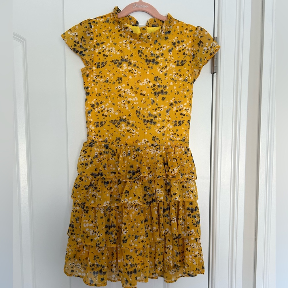 Floral Yellow Ruffle Dress